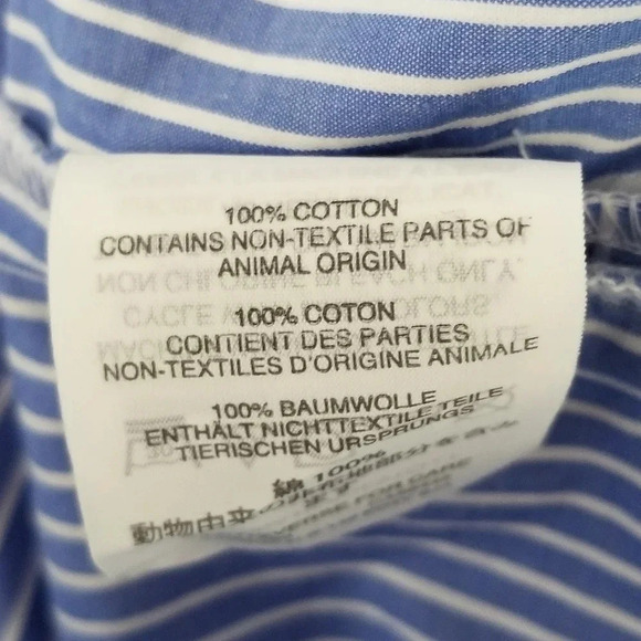 J. Crew Blue & White Pinstripe Ruffle Blouse 0 - Picture 6 of 7